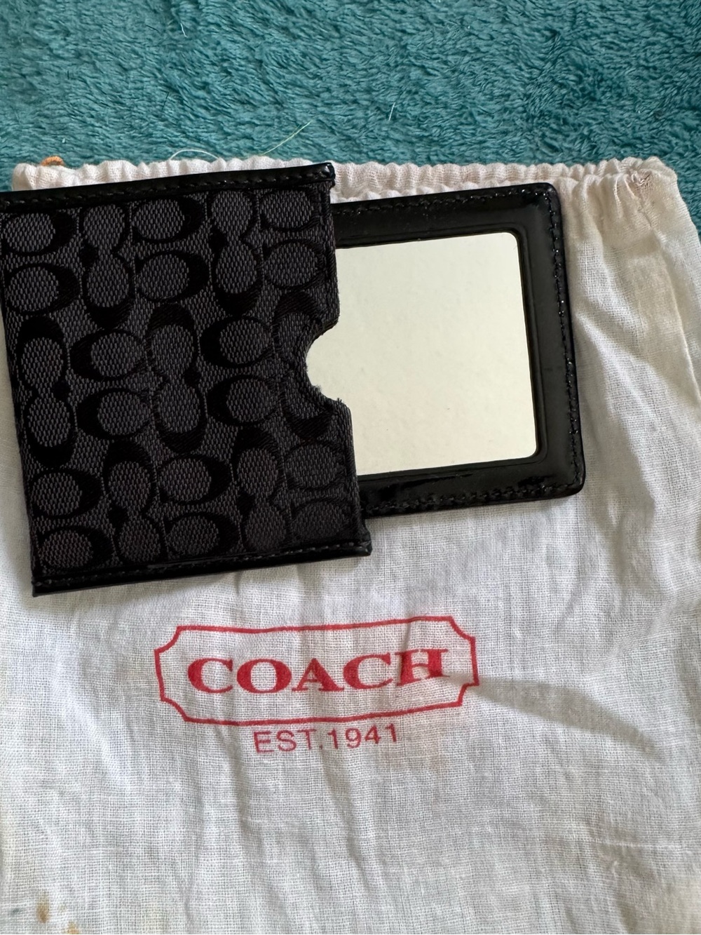 Coach EUC vintage rare pocket mirror w/case & dusty